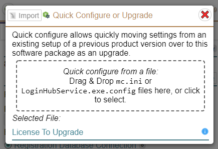Quick Configure or Upgrade Window